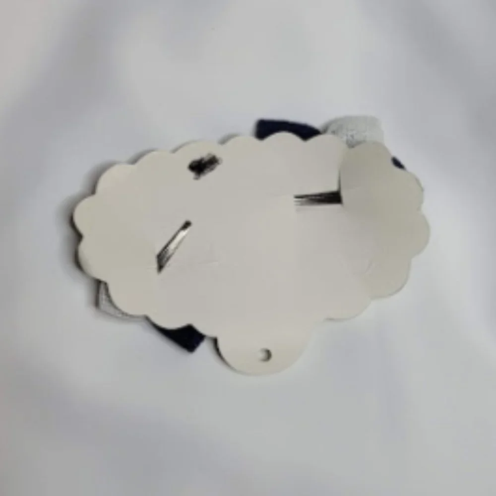 Girls Handmade Navy Blue/White Floral 2pc Hair Clip Set- Brand New